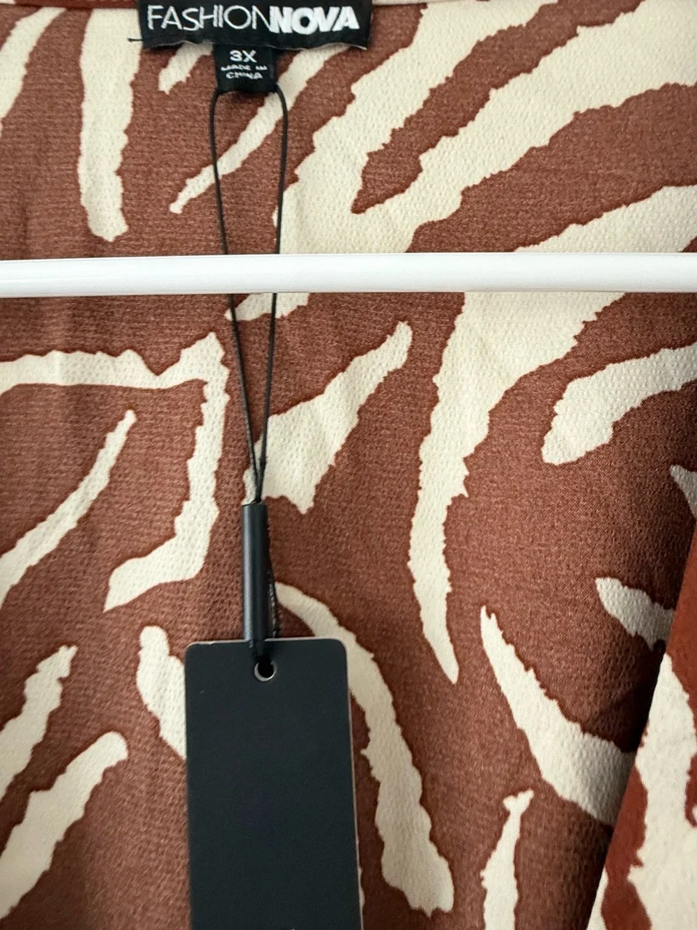 Michael Kors Brown & White Animal-Print Wrap Mini Dress